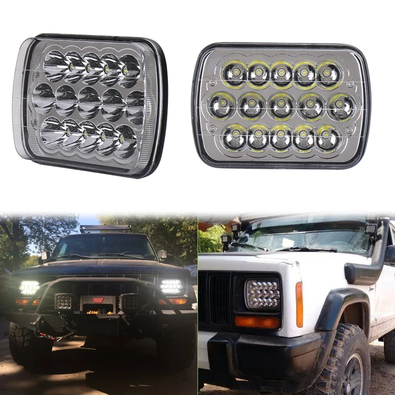 

Светодиодная фара 7x6 дюймов для XJ MJ 45 Вт, фара дальнего и ближнего света для внедорожников 4x4 4WD, 2 шт.