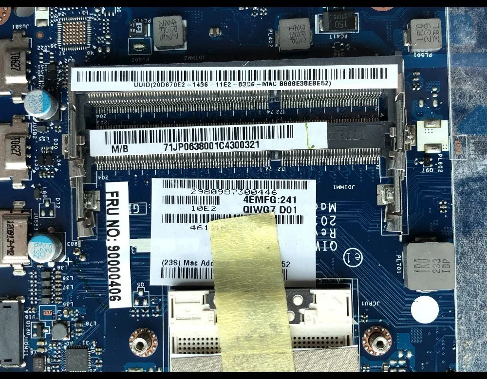 Высококачественная материнская плата QIWG7 для ноутбука Lenovo Ideapad G780 FRU:90000406 HM76 PGA989