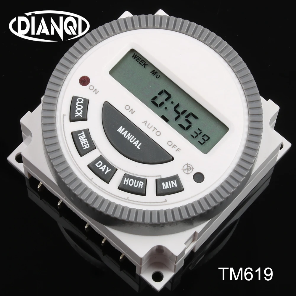 DIANQI TM619 AC220V 230V 240V 16A контроллер цифрового таймера 7 дней в неделю программируемый таймер/час/минуту граф для дома