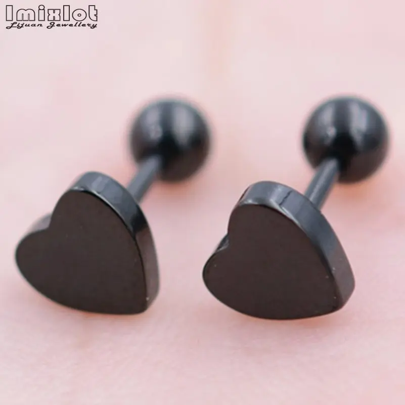 Серьги в форме сердца и штанги 1 шт. 18 г черный/золотой пирсинг Orelha Ear Ушной Хрящ