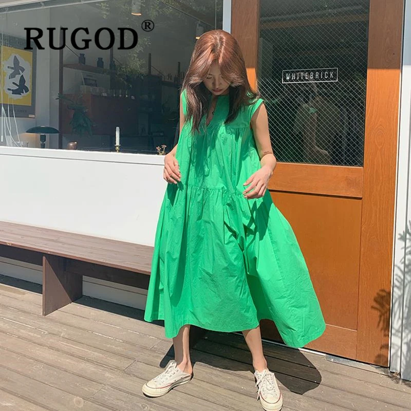 Женское платье-макси RUGOD однотонное платье без рукавов в Корейском стиле 2019 |