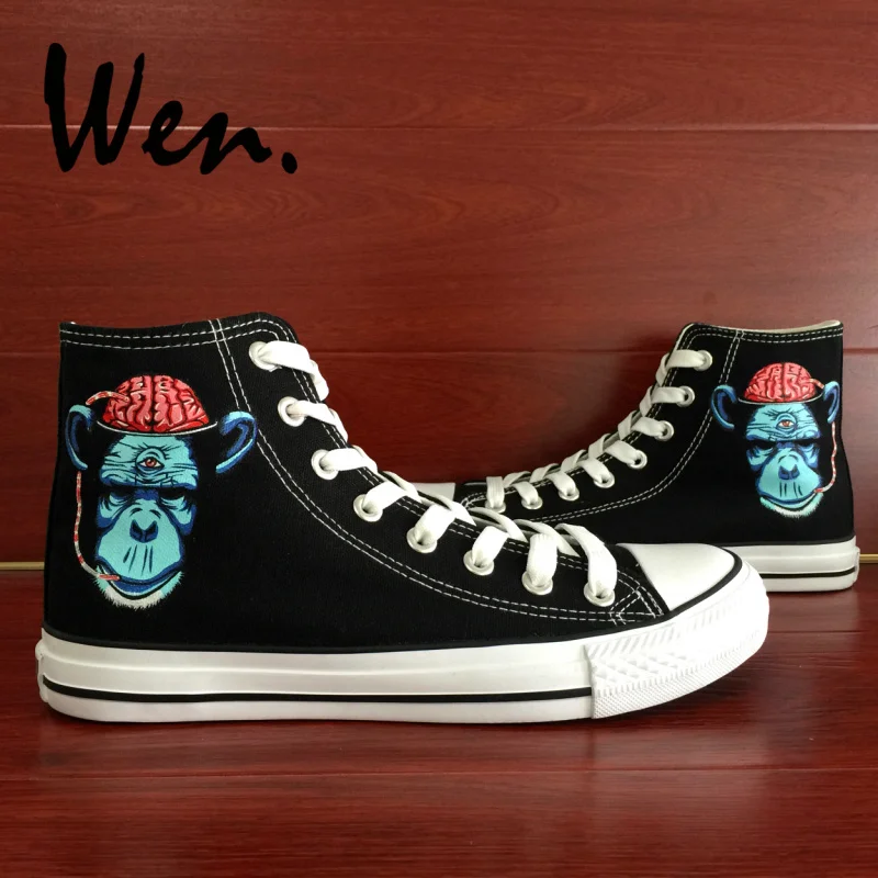 

Wen Design Custom Chimpanzee Brain Hand Painted Canvas Athletic Shoes High Top Women Men Outdoor Activities Shoes Sneakers