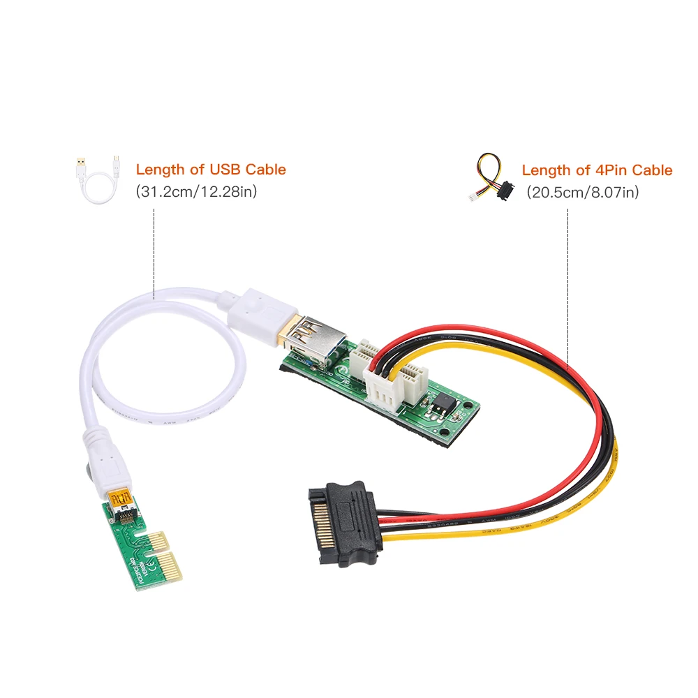 Удлинитель SATA Cabl Mini PCI E X1 PCIE 1X плата расширения на 90 ° с прямым углом USB кабелем и