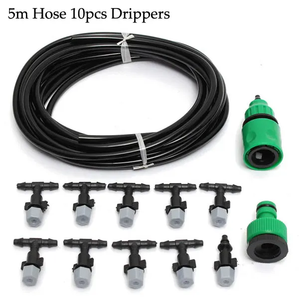 

5m 16ft Gardening Plant Micro Drip Irrigation System Patio Atomization Micro Sprinkler Cooling Kit