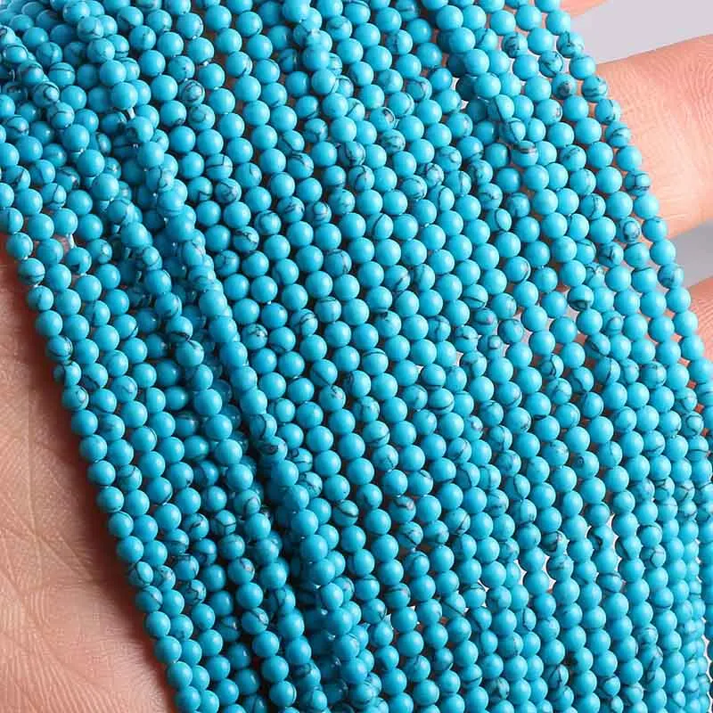 Blue Turquoise Новинка,, бусы из натурального камня, розовые кварты, аметисты, Агаты, бусины для изготовления ювелирных изделий, бисероплетение, сделай сам, браслет 2 мм, 3 мм - Цвет: Blue Turquoise