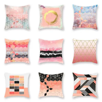 Nordic Style Geometric Marble Cushion Cover Colorful Graffiti Diamond Abstract Pillow Bull Head Flower For Home Chair | Дом и сад