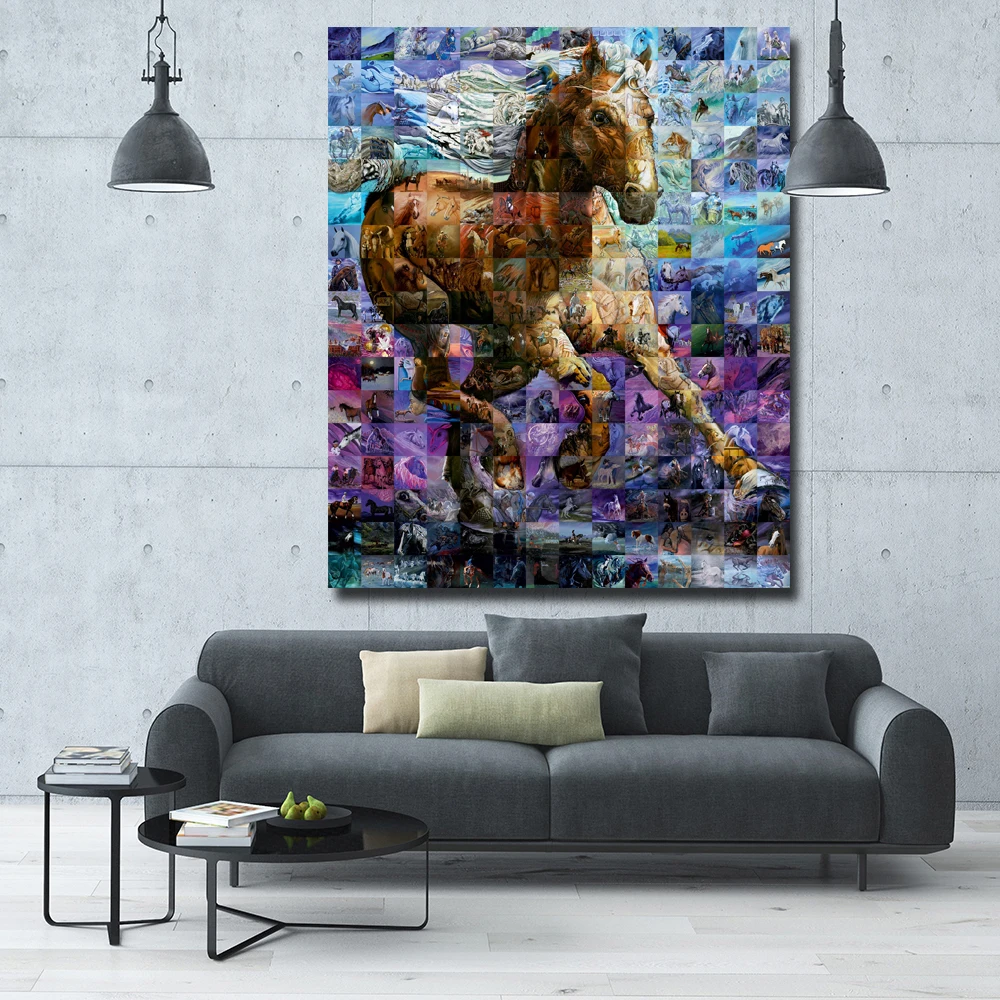 Самоотверженно абстрактная картина с животным впечатление бегущего коня стене