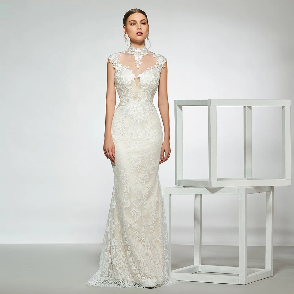 Женское свадебное платье без рукавов ТРАПЕЦИЕВИДНОЕ в пол с аппликацией и