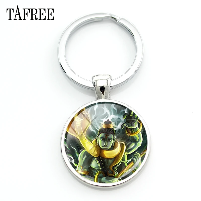 TAFREE Special Lord Shiva Keychains for Bag Car Key Chain Women Men Fashion Religious Hinduism Hot Sale Round Jewelry LS71 | Украшения и