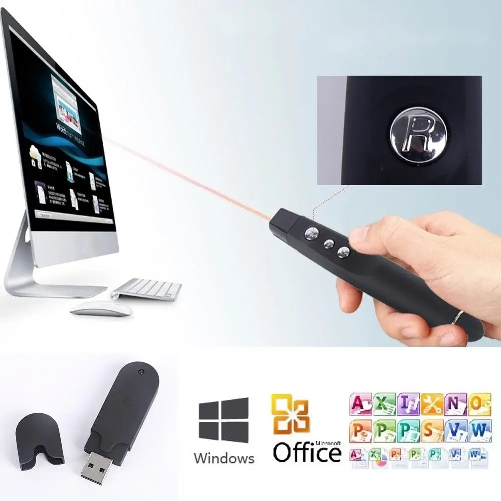 Dhl 50 шт. высокое качество мини беспроводной USB лазер PowerPoint презентатор луч пульт