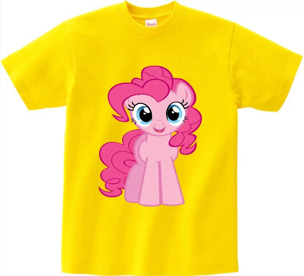 yellow childreTshirt Летняя футболка с рисунком из мультфильма «Мой маленький поли» для девочек одежда с героями мультфильмов «Пинки Пай» Детские футболки для девочек одежда с милым пони NN - Цвет: yellow childreTshirt