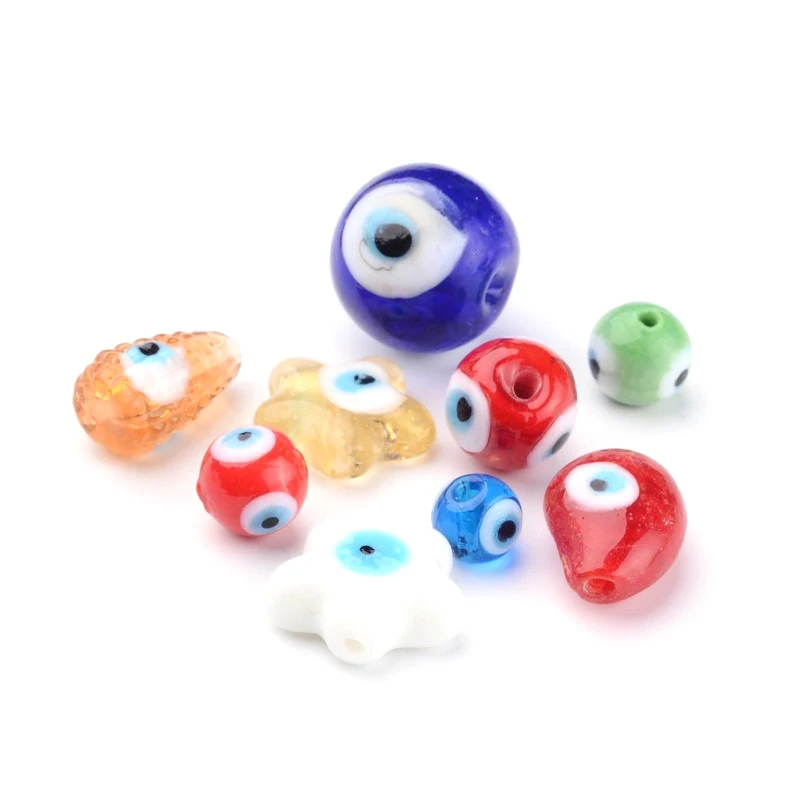 PANDAHALL смешанные Цвет Бусы 200 шт./уп. Ручной работы Бусины Lampwork неправильной формы 4~ 20 мм отверстие: 1~ 2,5 мм