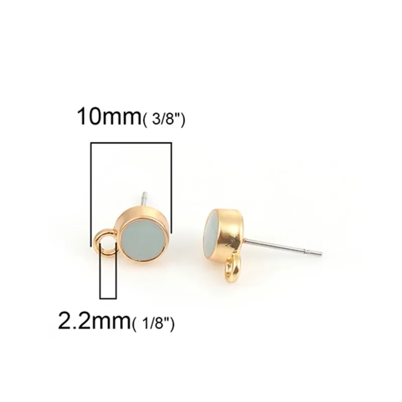4 DoreenBeads, цинковый сплав, серьги-гвоздики, фурнитура, Круглый, золото, сталь, серый, W/петля, эмаль, ювелирные изделия, сделай сам, 10 мм x 7 мм, 10 шт - Окраска металла: 4