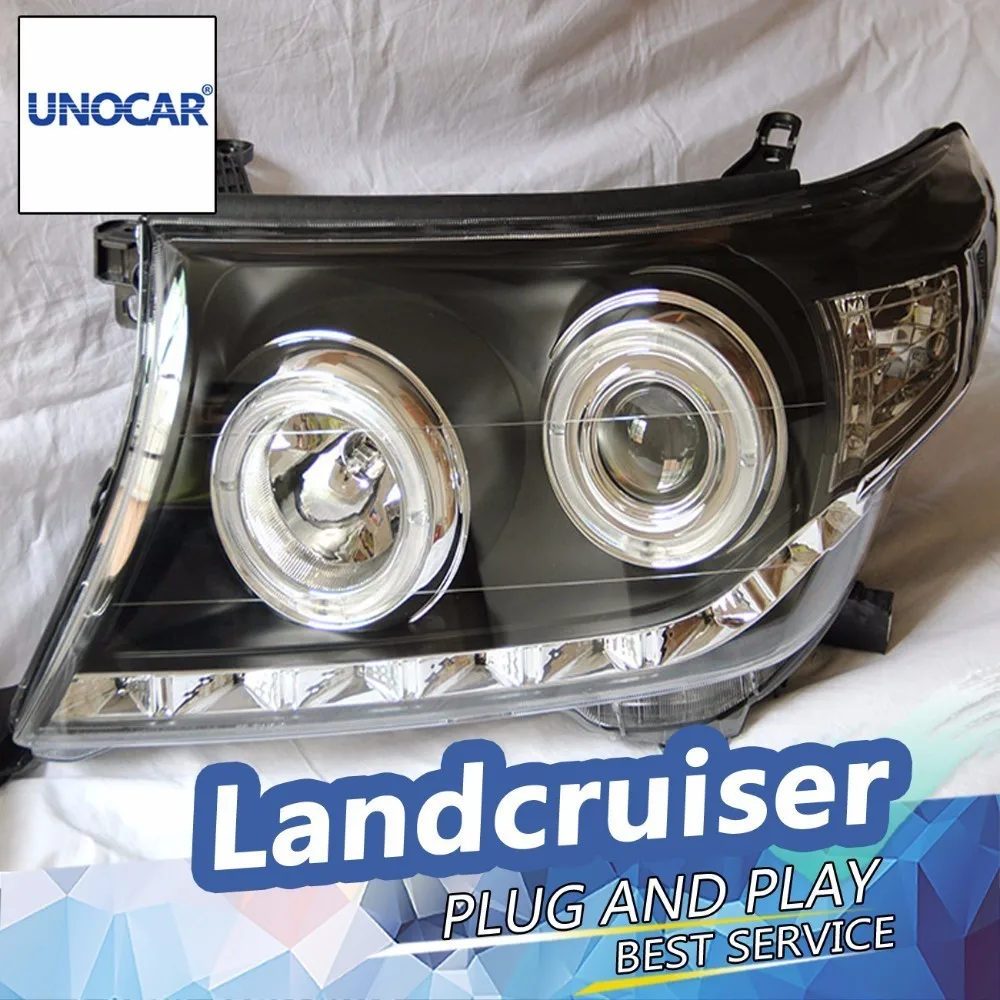 UNOCAR for 2012 Land Cruiser Headlights LED DRL Lens Double Beam H7 HID Xenon Car Accessories | Автомобили и мотоциклы