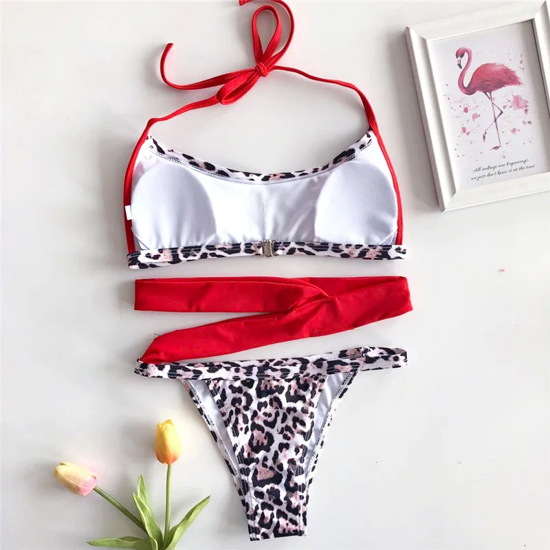 Bikinx бандажный купальный костюм с пуш ап женский купальник красный Леопардовый