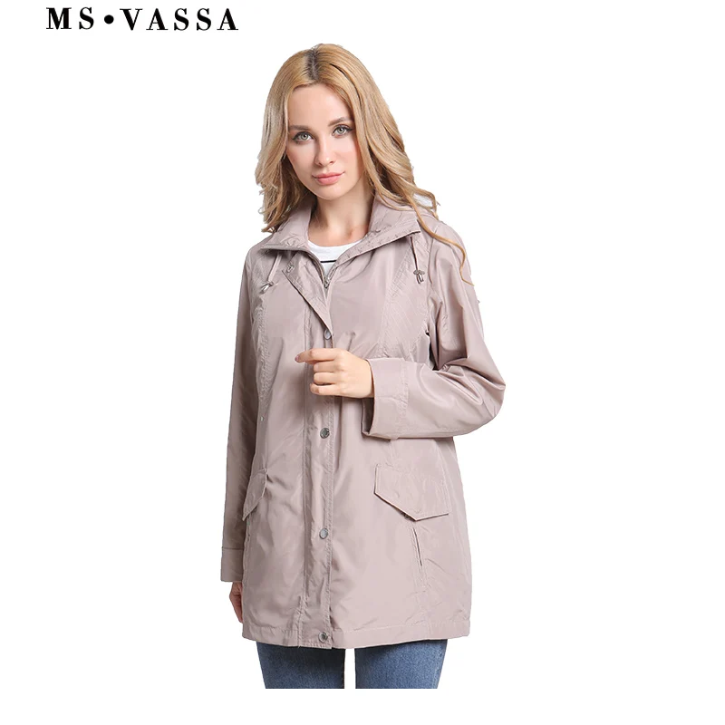 MS VASSA женские куртки 2019 новые весенние пальто размера плюс 6XL 10XL с капюшоном