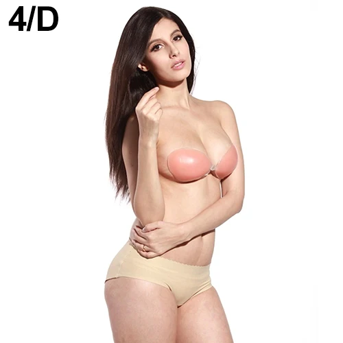 Женский невидимый бюстгальтер силиконовый самоклеящийся пуш ап без бретелек с