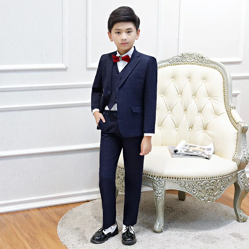 Костюмы для маленьких мальчиков детский Свадебный костюм Блейзер с цветами