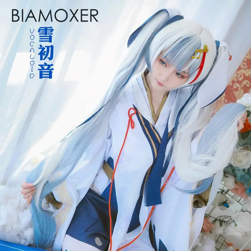 Biamoxer 2018 Snow Hatsune Cos одежда Vocaloid Мику снежное кимоно ведьмы косплей костюм
