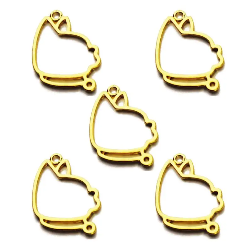 5 шт. Золотая подвеска в виде кошки и собаки пустая рамка из смолы открытый ободок