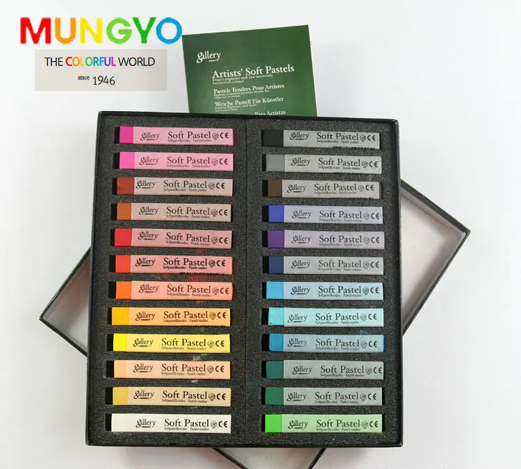 24 Colors Set Mungyo MPV галерея Мягкая пастель 12 24 36 48 цветов квадратный тип пастельные цветные мелки картонная коробка разные наборы для рисования - Цвет: 24 Colors Set