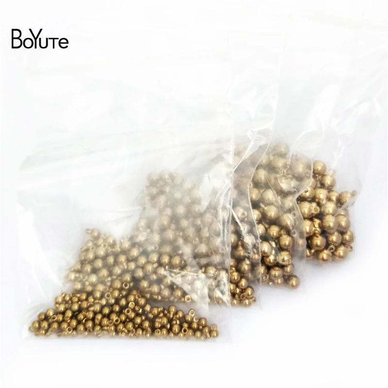 BoYuTe (100 шт./лот) 3 мм 4 5 6 твердые латунные шарики подвесные бусины с петлей