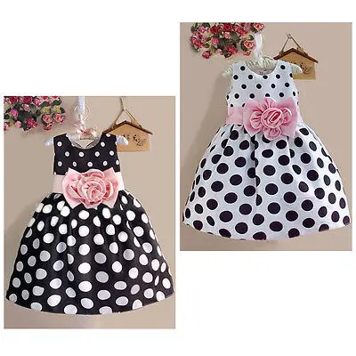 Princess Baby Flower Girl Party Dress Dot Gown Fancy Dresses Sleeveless Sundress | Детская одежда и обувь
