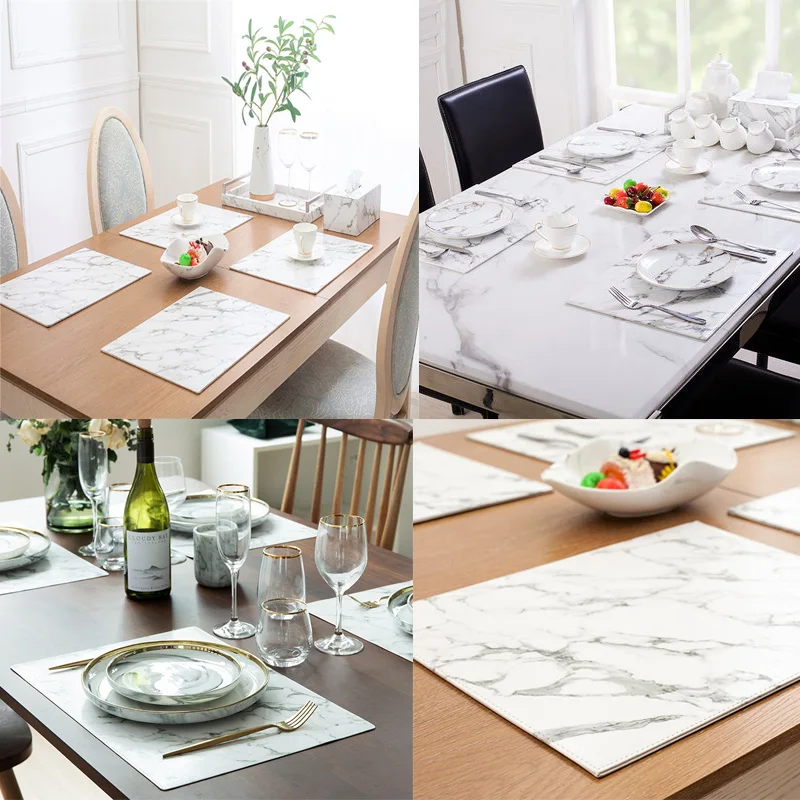 Подставки для посуды с мраморным узором Hoomall в полоску из искусственной кожи