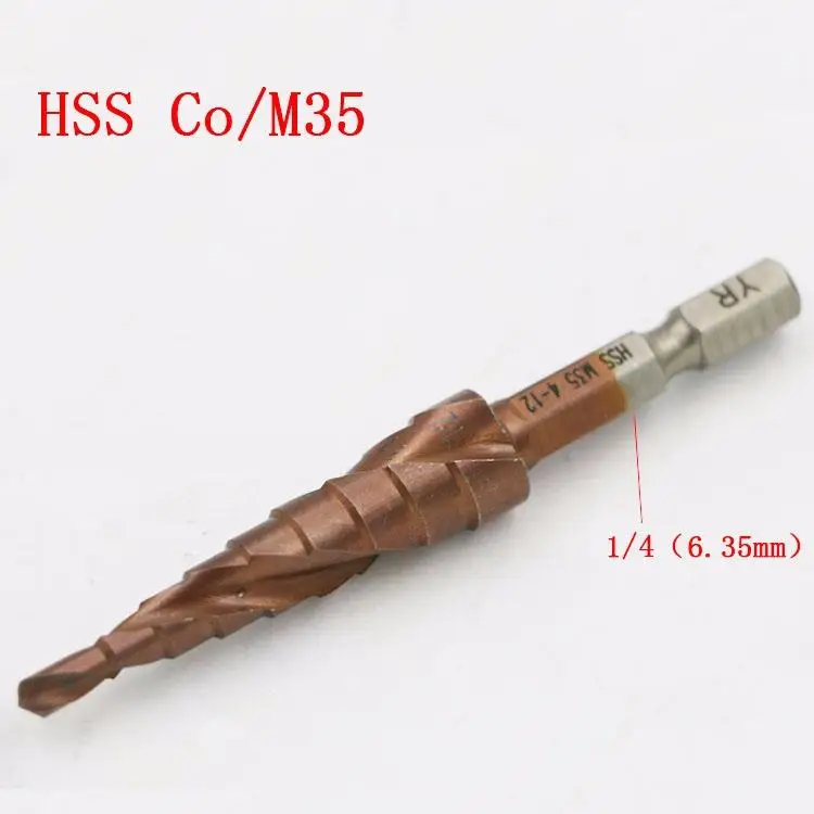 Ступенчатое Коническое сверло из быстрорежущей стали M35 4 12 с титановым покрытием