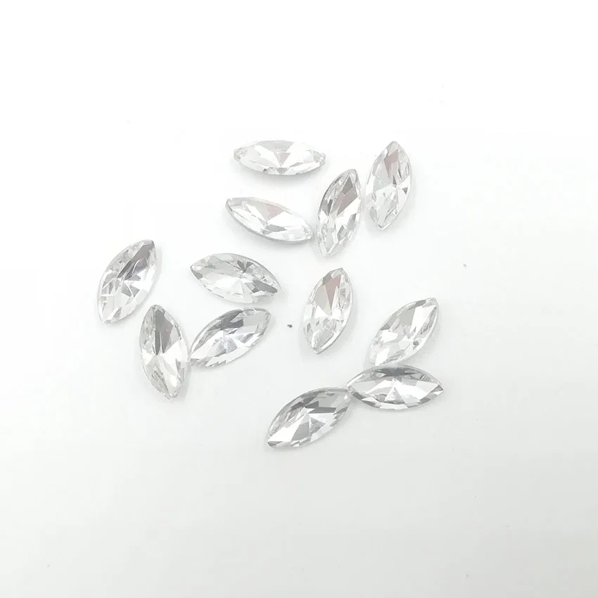 3D стеклянные прозрачные стразы с заостренным концом для дизайна ногтей