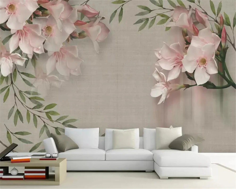 

beibehang Custom mural 3d wallpaper Vintage elegant pink floral sofa tv background wall papel de parede wall paper home decor