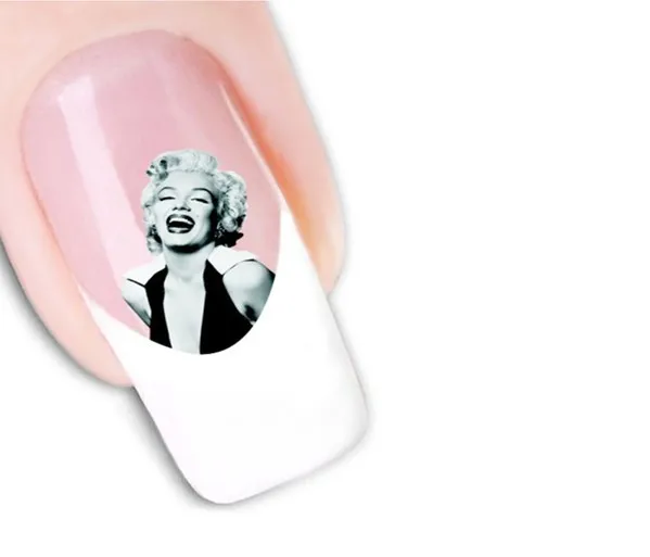 Стильный цветок сливы Мэрилин Монро изображения ногтей Водные Наклейки