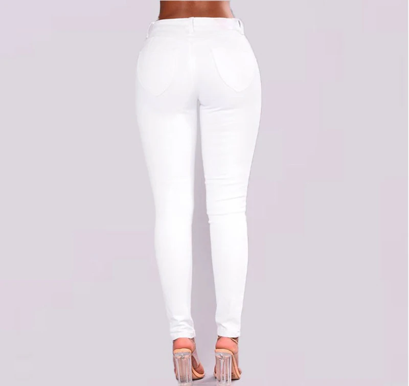 Женские джинсы-карандаш белые рваные джинсы с потертостями синие новинка 2019 |