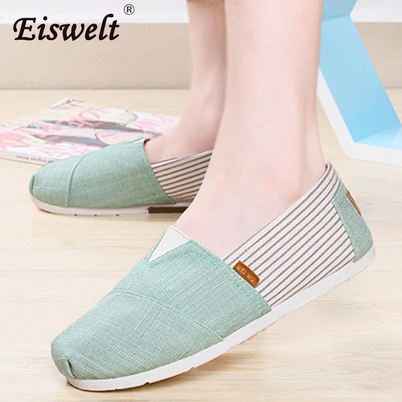 Ботинки женские на плоской подошве в полоску весна-лето | Обувь