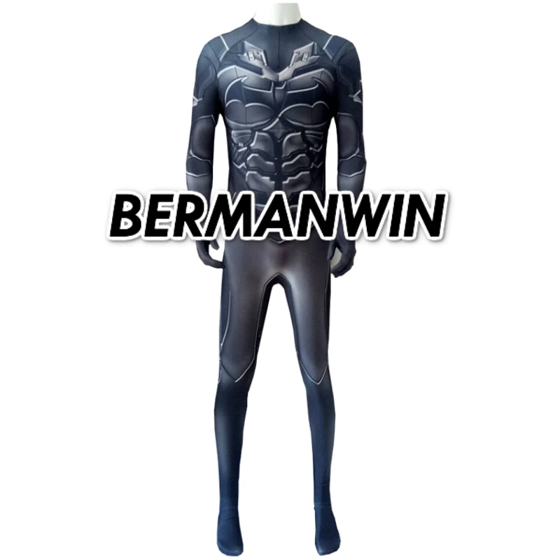 Bermanwin высокое качество рыцарь Аркхема; Бэтмен Костюм 3D печатные ткани для купальники, из спандекса, Бэтмен зентай-костюм на Хэллоуин Косплэй костюм