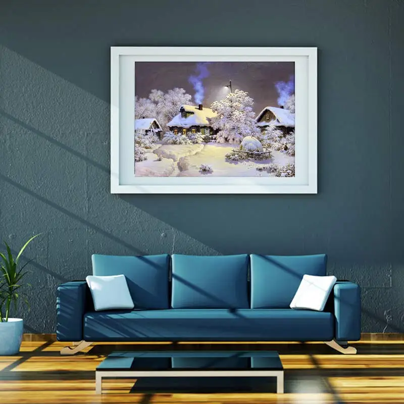 Наборы для вышивки крестом 5D с изображением пионов и снежного дома вышивка