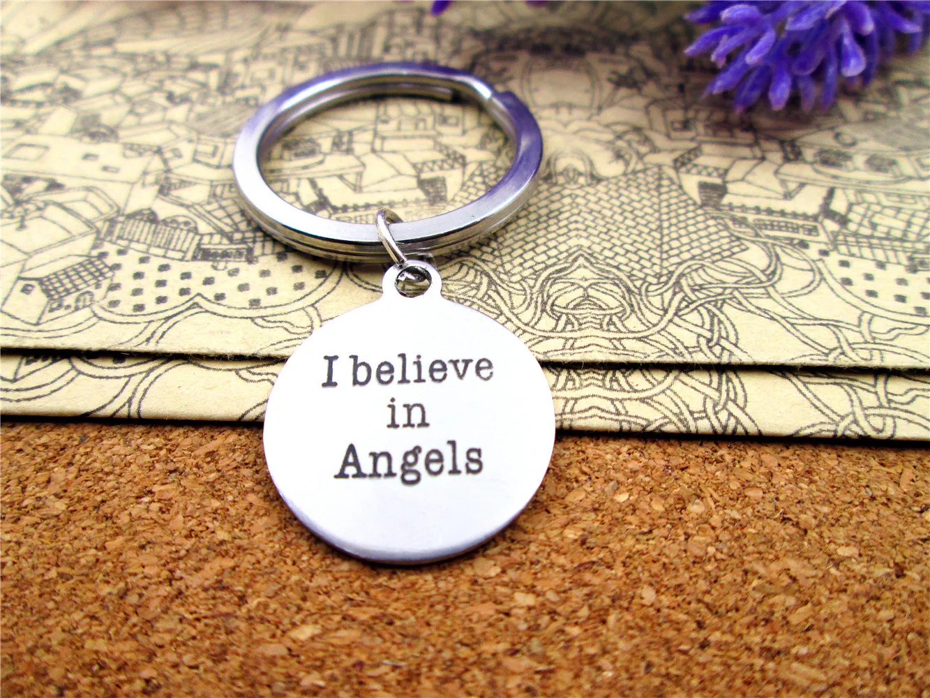 3 шт./лот 28 мм брелок из нержавеющей стали с кольцом 20 круглый подвесками Я верю в