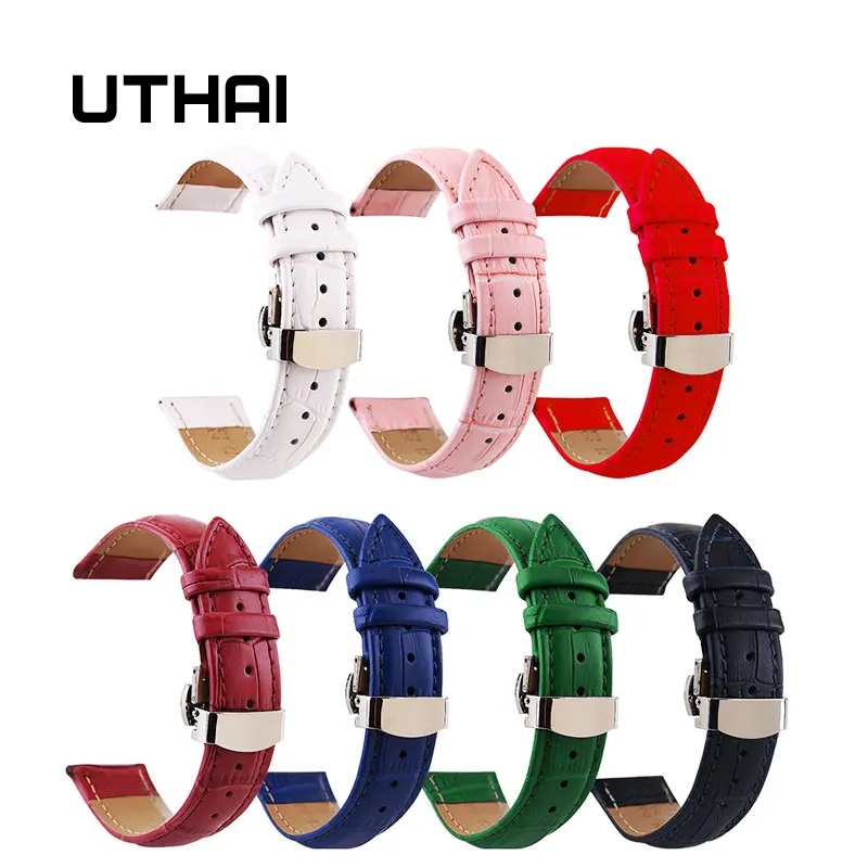 UTHAI Z09 plus Ремешки для наручных часов из натуральной кожи 12 24 мм Универсальные часы