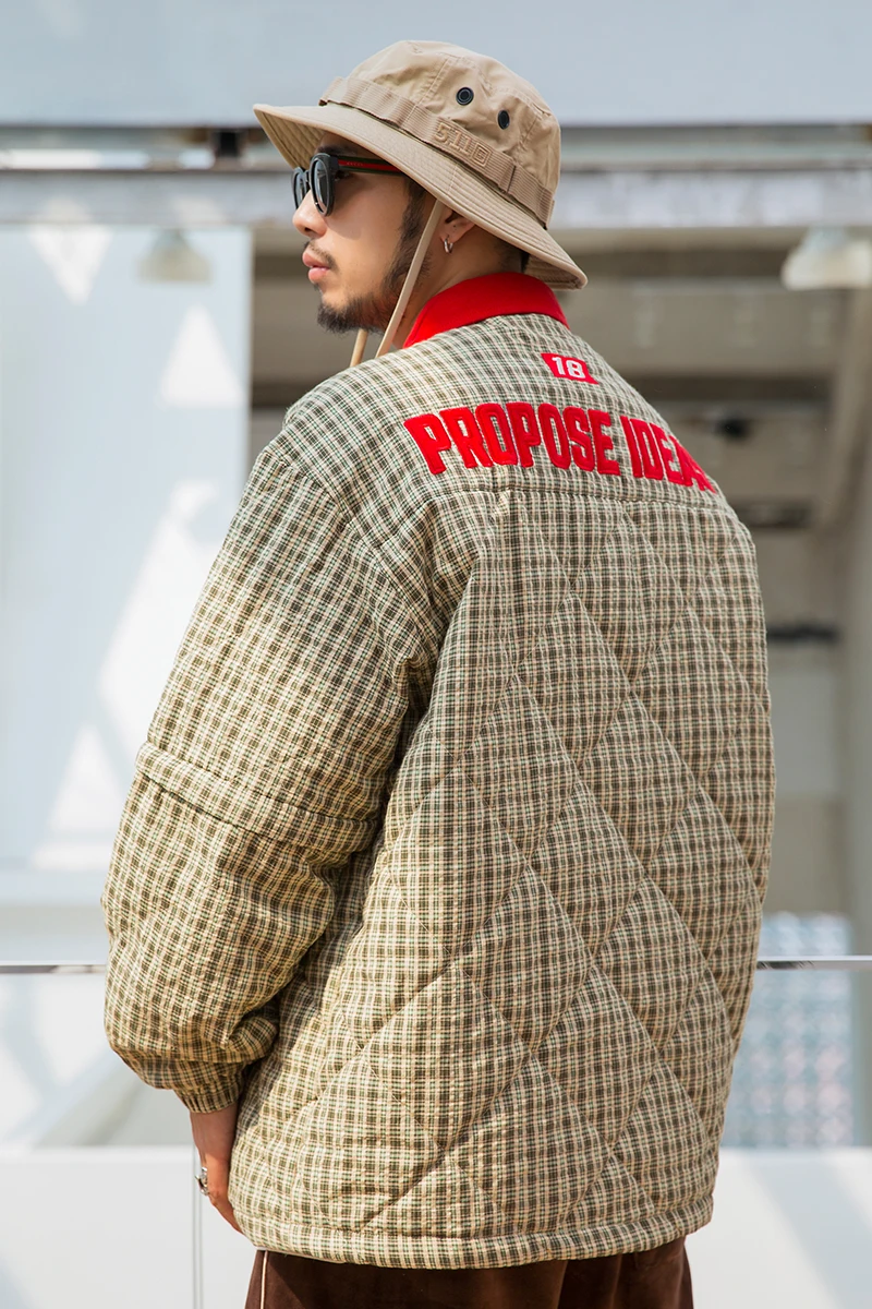 CHINISM/утепленная клетчатая рубашка с цветной вышивкой зимняя отстегивающимся