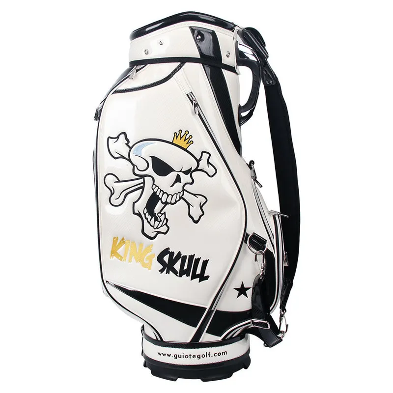 [2 цвета] KING SKULL& X-Bones Golf Caddie сумка для клюшек PU кожаная сумка для гольфа с дождевиком 5-way для мужчин и женщин