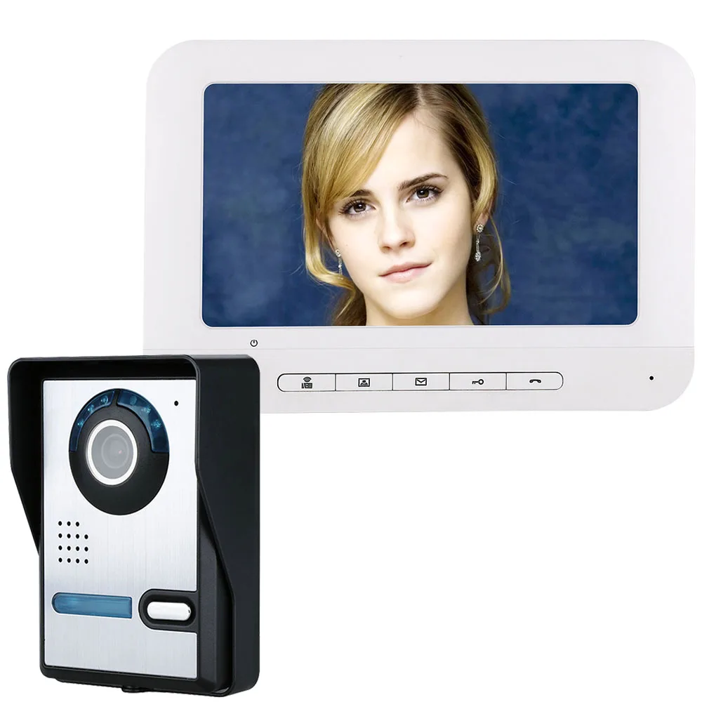 MOUNTAINONE 7 Inch TFT Video Door Phone Doorbell Intercom Kit 1-camera 1-monitor Night Vision with IR-CUT HD 700TVL Camera