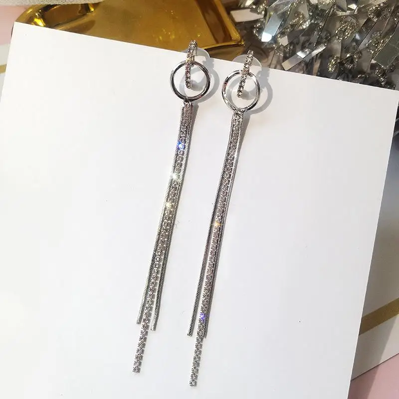 Silver Plated Горячая серьги Модные ювелирные изделия многослойные цепи кисточкой Длинные серьги геометрической формы Oorbellen Pendientes серьги для женщин Brincos - Окраска металла: Silver Plated