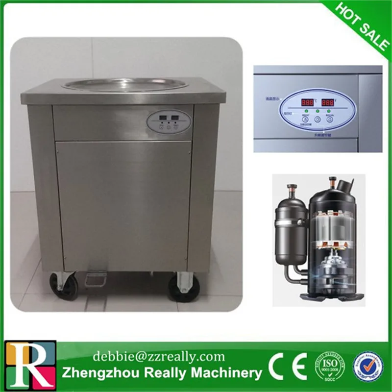 Нержавеющая сталь один круглый сковорода жареное мороженое машина ролл из