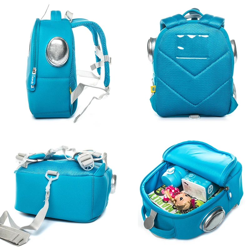 Cocomilo Cartoon 3D Robot Pattern School Bag 3-5 years Sky Blue Baby Toddler Bag light for Boys Little Kids Kindergarten Bag