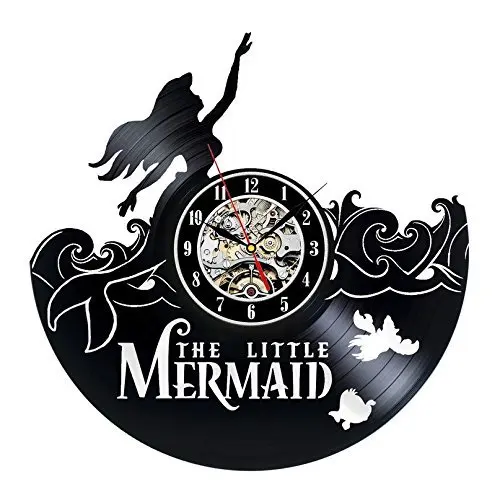 Виниловые настенные часы Русалочки Ариэль-украсьте свой дом современным большим