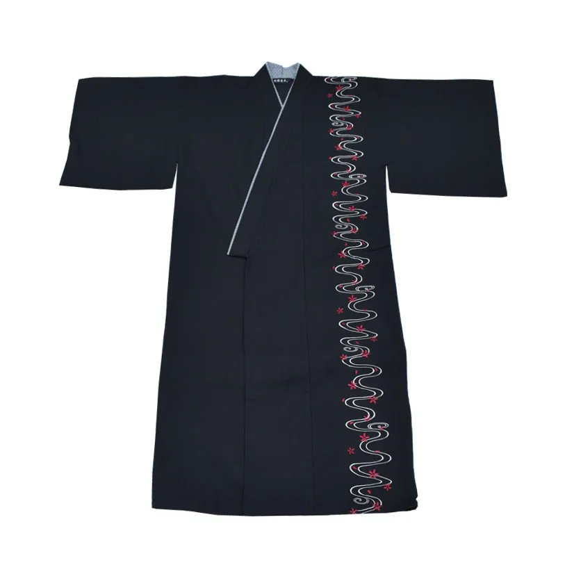Мужское кимоно Yukata пижама халат хлопковый Халат с вышивкой японский стиль
