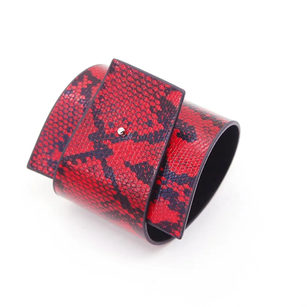 Женский кожаный браслет в стиле панк элегантный широкий с леопардовым принтом 3