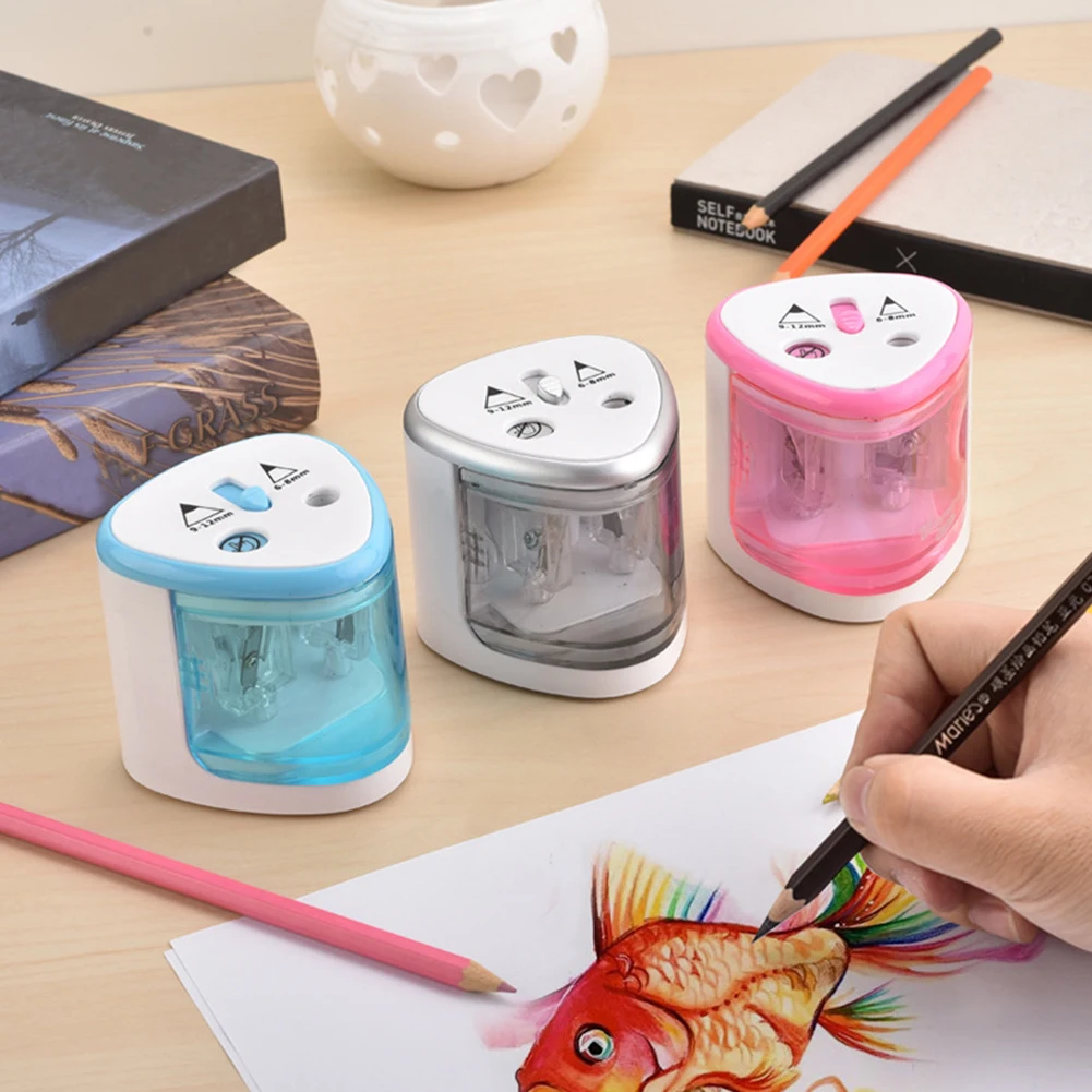 Automatic Electric Touching Switch Pencil Sharpener /Pink/Silver Office School Student Supply Drop Shipping ~3 | Канцтовары для