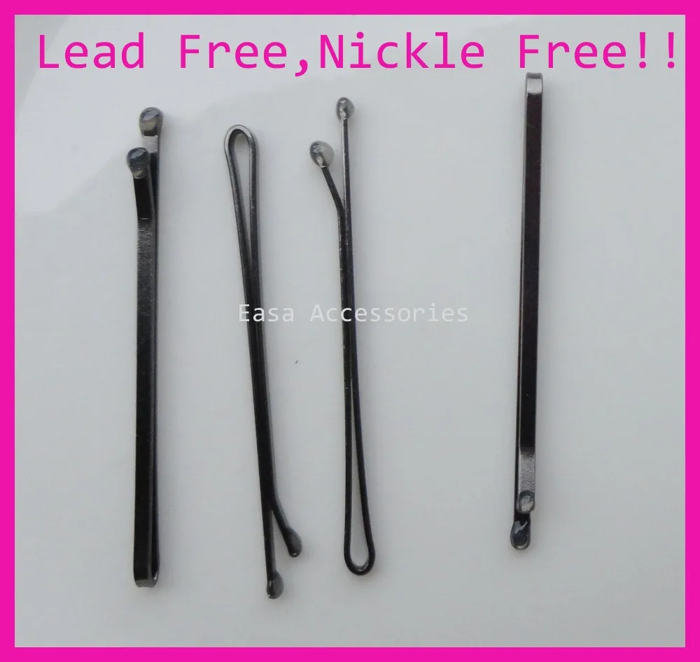 

50PCS black Gunmetal finish 2mm*5.5cm 2.15" Plain Metal Bobby Pins Hair slides with enamel round tips nickle free and lead free
