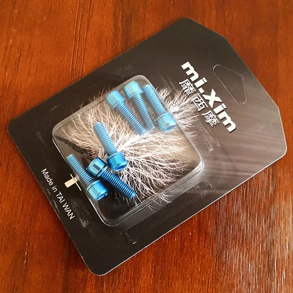 M5x18mm blue 6 шт./лот M5* 18mm Mountain Bike ручка болты качество стали, Прокат ручка цилиндрическая головка винт Велоспорт велосипедный вынос фиксированной - Цвет: M5x18mm blue